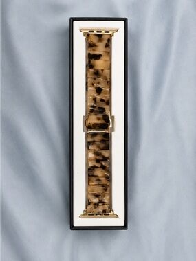 Tortoiseshell Resin Watch Band with Gold Hardware - Women's Accessory